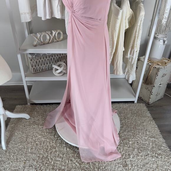 Kanali K  size 10 light pink chiffon long strapless bridesmaids dress #2604 - Picture 7 of 11
